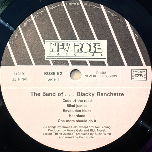 THE BAND OF BLACKY RANCHETTE, The Band Of Blacky Ranchette (New Rose Records; Rose 62, France 1985, Textured Sleeve), SALE - Up to 50% Off the Original Price LP VG+/VG+ - Image 3