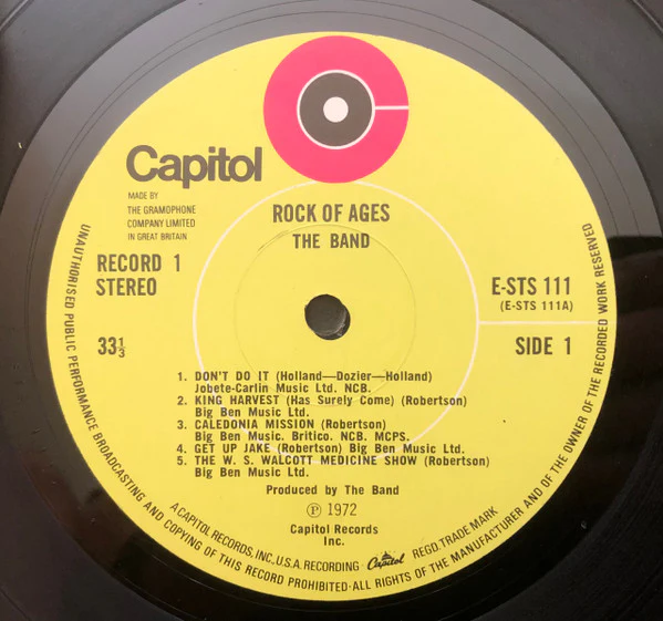 THE BAND, Rock Of Ages: The Band In Concert (Capitol Records; E-STSP 11, UK 1972, "Made By The Gramophone Company" on labels) 2xLP VG/VG - Image 3