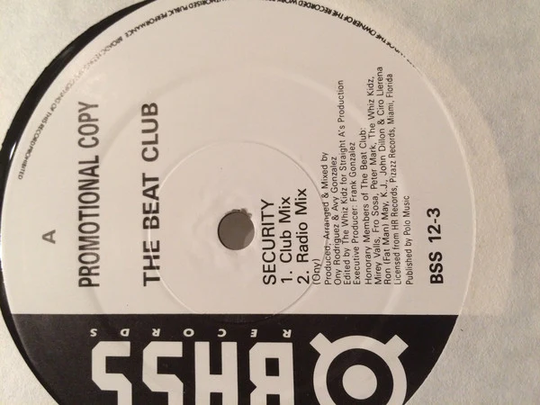 THE BEAT CLUB, Security (Bass Records ; BSS 12-03, UK 1988, Plain Sleeve) 12" /VG
