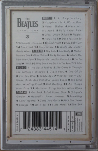 THE BEATLES, Anthology 3 (Apple Records; TCPCSP 729, Europe 1996) 2xCassette VG+/VG+ - Image 2