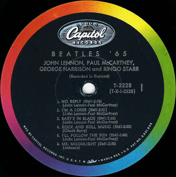 THE BEATLES, Beatles '65 (Capitol Records; T 2228, US 1964, Pasteback Sleeve, NO company inner, Mono, Scranton Pressing) LP VG/VG - Image 3