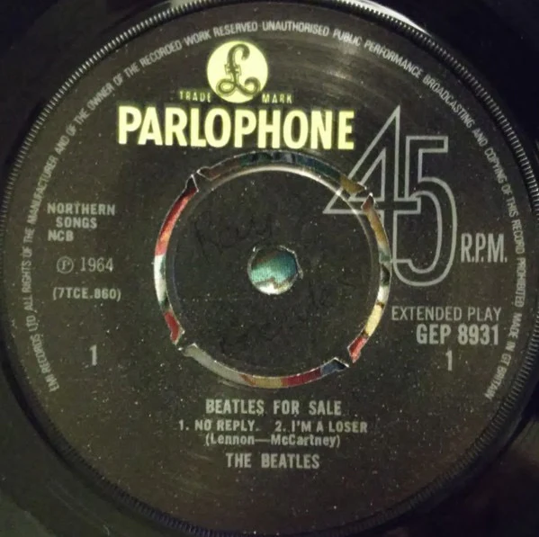THE BEATLES, Beatles For Sale (Parlophone; GEP 8931, UK 1981 Reissue, Laminated Flipback Sleeve, Four Prong Centre ) 7" VG/G+ - Image 3