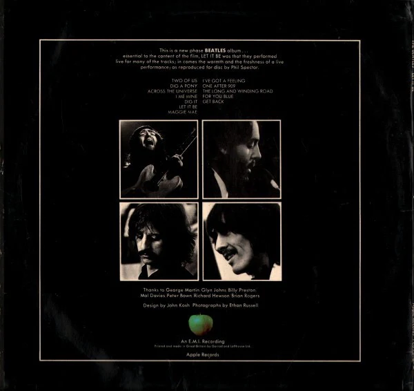 THE BEATLES, Let It Be (Apple; PCS7096, UK 1970, Green Apple Logo on Rear Sleeve, Fully Laminated, Repress. Matrix -2U or 3U) LP VG/G+ - Image 2