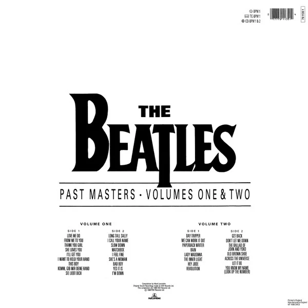 THE BEATLES, Past Masters Volumes One & Two (Parlophone; 7 91135 1, Europe 1988, Gatefold, Stereo, Mono) 2xLP VG/VG+ - Image 2
