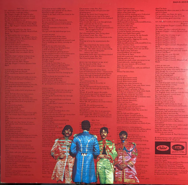 THE BEATLES, Sgt. Pepper's Lonely Hearts Club Band (Capitol Records; SMAS 2653, US 1976 Reissue, Insert, Winchester Pressing) LP VG/VG - Image 2