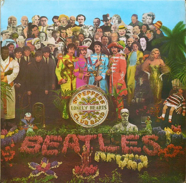 THE BEATLES, Sgt. Pepper's Lonely Hearts Club Band (Parlophone Black/Yellow; PMC 7027, UK 1967, Laminated Gatefold Sleeve, Cut-out Insert, No Inner, Mono 1st Press, XEX637-1 & 638-1) LP VG/G+
