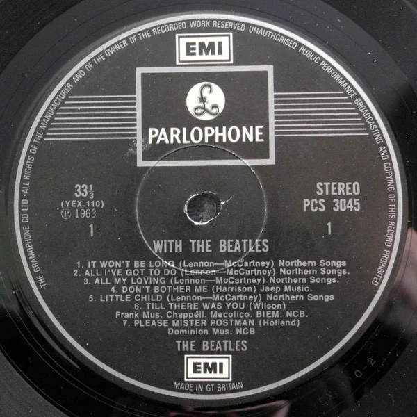 THE BEATLES, With the Beatles (Parlophone Silver/Black - 2 EMI Boxes; PCS3045, UK 1970s Reissue, Laminated Front Sleeve, Gramophone Co on Label Rim) LP VG+/VG+ - Image 3