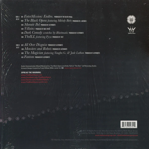 THE BLACK OPERA, Enter Mission (Mello Music Group; MMGLTD001, US 2012), SALE - Up to 50% Off the Original Price  LP VG+/VG+ - Image 2