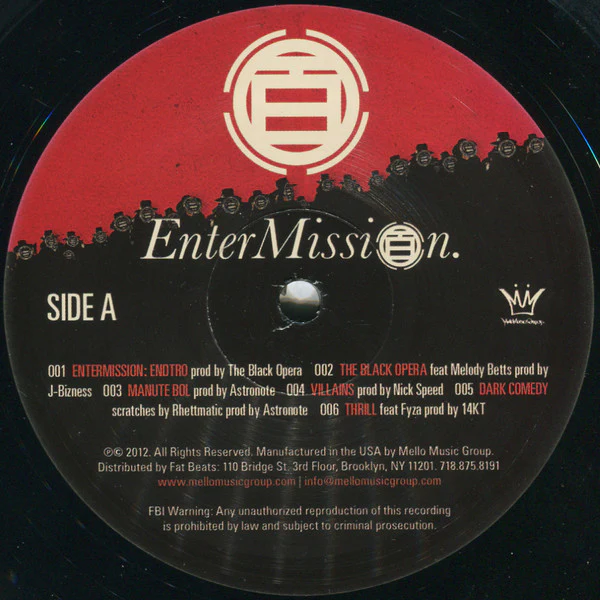 THE BLACK OPERA, Enter Mission (Mello Music Group; MMGLTD001, US 2012), SALE - Up to 50% Off the Original Price  LP VG+/VG+ - Image 3