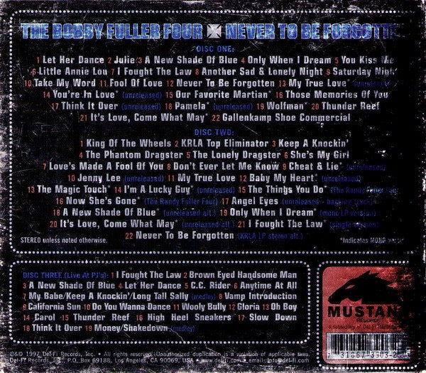 THE BOBBY FULLER FOUR, Never To Be Forgotten: The Mustang Years (Del-Fi Records; DFBX 3903, US 1997, Box Set, Booklet) 3xCD VG/VG+ - Image 2