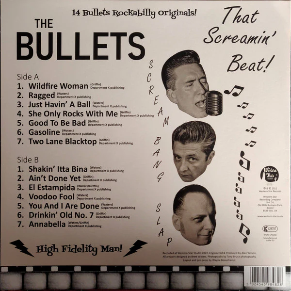 THE BULLETS, That Screamin' Beat! (Western Star Recording Company; WSRC LP1202, UK 2022) LP VG+/VG - Image 2