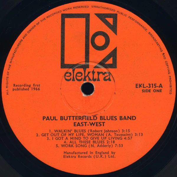 THE BUTTERFIELD BLUES BAND, East-West (Elektra Orange; EKL-7315, UK (US Sleeve) 1966, Mono, 1st Press) LP G+/G - Image 3