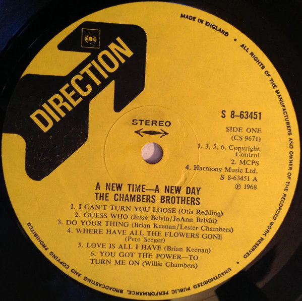 THE CHAMBERS BROTHERS, A New Time - A New Day (Direction; S 8-63451, UK 1968, Laminated Front Sleeve) LP VG/VG - Image 3