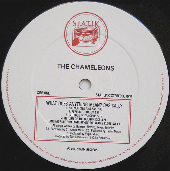 THE CHAMELEONS, What Does Anything Mean? Basically (Statik Records; STAT LP 22, UK 1985, Gatefold, Inner) LP VG/G - Image 3