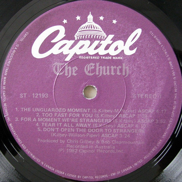 THE CHURCH, The Church (Capitol Records; ST-12193, Canada 1982, Stereo) LP VG/VG - Image 3