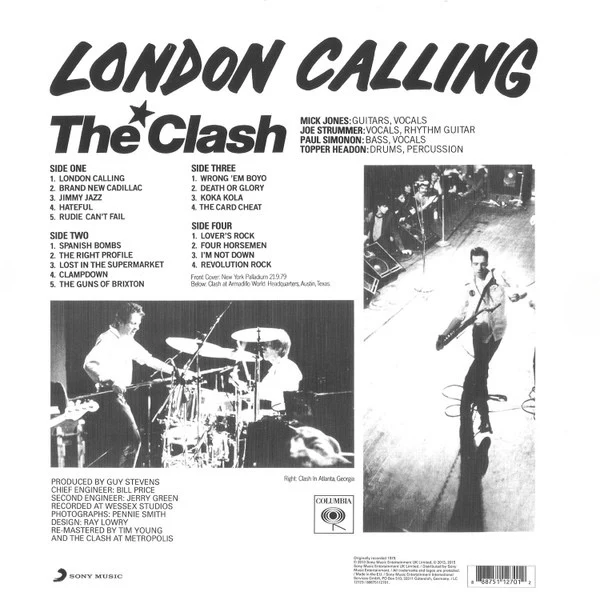 THE CLASH, London Calling (Columbia; 88875112701, Europe 2015 Reissue, 2 Inners, 180 Gram Vinyl) 2xLP VG+/VG+ - Image 2