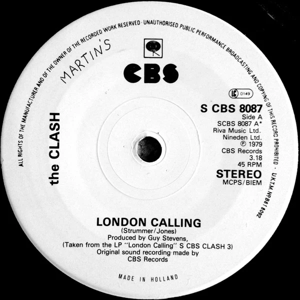 THE CLASH, London Calling / Armagideon Time (CBS; CBS 8087, Netherlands 1979, No Picture Sleeve) 7" /VG