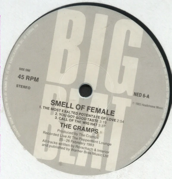 THE CRAMPS, Smell Of Female (Big Beat; NED 6, UK 1983, 45 rpm on Left of Label) LP VG/G+ - Image 3