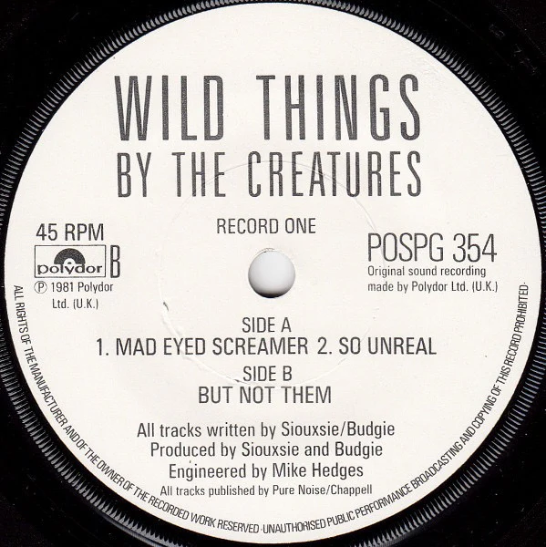 THE CREATURES, Wild Things (Polydor; POSPD 354, UK 1981, Gatefold Sleeve, Paper Labels) 2x7" EP VG/VG - Image 3