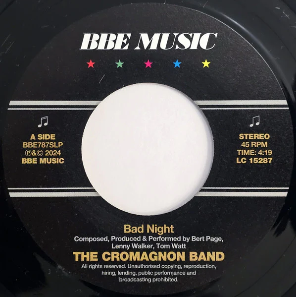 THE CROMAGNON BAND, Bad Night/ Quadrant (BBE Music; BBE787ALP, UK 2024), SALE - Up to 50% Off the Original Price  7" /EX