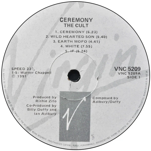 THE CULT, Ceremony (Virgin; VNC 5209, South Africa 1991, No Inner) LP VG+/VG+ - Image 3