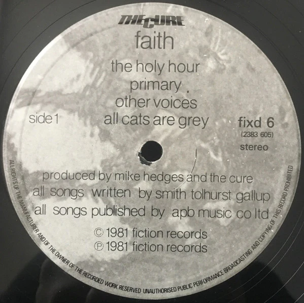 THE CURE, Faith (Fiction Records; fixd 6, UK 1980s Reissue, Missing the inner) LP VG/VG+ - Image 3