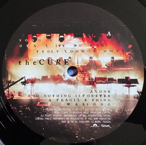 THE CURE, Songs Of A Live World: Troxy London MMXXIV (Fiction Records; 7563324, Europe 2025, Inner, 180 Gram Black Vinyl) LP VG+/VG+ - Image 3