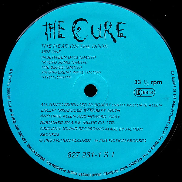 THE CURE, The Head On The Door (Fiction Records; 827 231-1ME, Germany 1985, Inner, First German pressing) LP VG/VG - Image 3