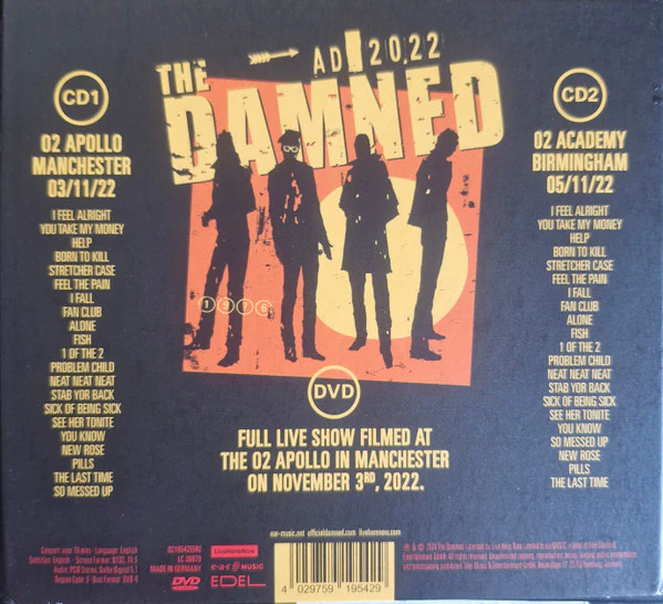 THE DAMNED, AD   2022 (Ear Music; 0219542EMU, Europe 2024 Reissue, With DVD, Deluxe Edition, Limited Edition) 2xCD EX/EX - Image 2