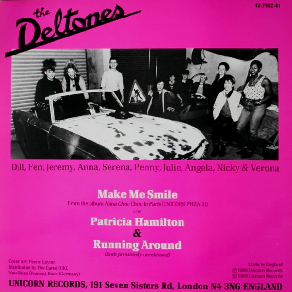 THE DELTONES, Make Me Smile (Unicorn Records; 12-PHZ-41, UK 1989, picture sleeve) 12" VG+/VG - Image 2