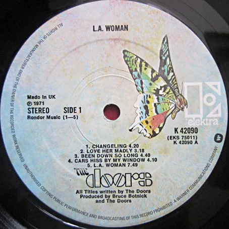 THE DOORS, L.A. Woman (Elektra Butterfly; K 42090, UK 1976 Reissue, Debossed Sleeve) LP VG/VG+ - Image 3