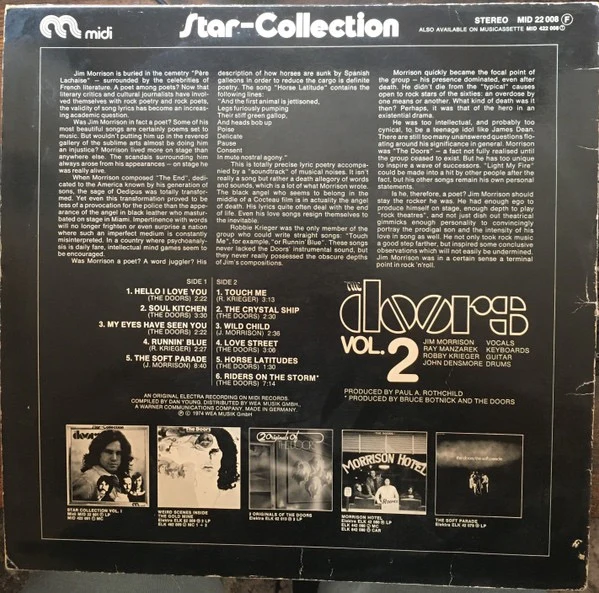 THE DOORS, Star-Collection Vol.2 (Midi; MID 22 008, Germany 1980s Reissue, GEMA Box, No Label Code, Price Code F), SALE - Up to 50% Off the Original Price LP VG/VG - Image 2