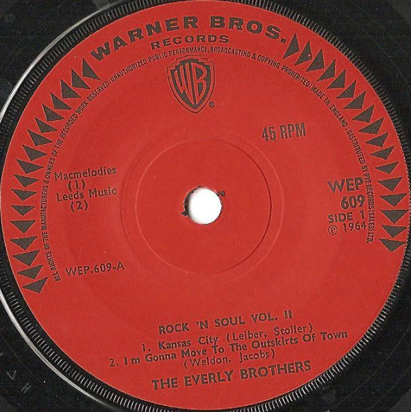 THE EVERLY BROTHERS, Rock 'N Soul Vol. 2 (Warner Bros. Records ; WEP 609, UK 1965, Laminated Flipback Sleeve) 7" EP VG/VG+ - Image 3