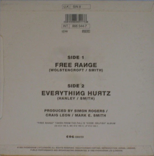 THE FALL, Free Range (Cog Sinister; SIN 8, UK 1992, Hype Stickered Hand Painted Sleeve, Limited Edition) 7" VG/VG - Image 2