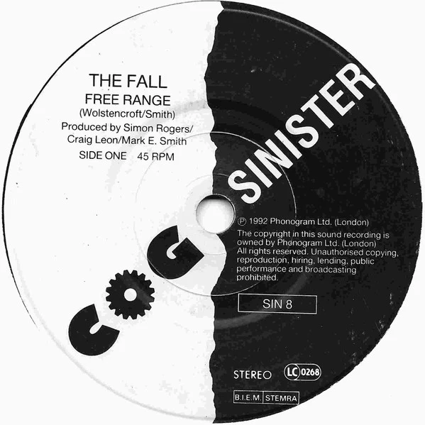 THE FALL, Free Range (Cog Sinister; SIN 8, UK 1992, Hype Stickered Hand Painted Sleeve, Limited Edition) 7" VG/VG - Image 3