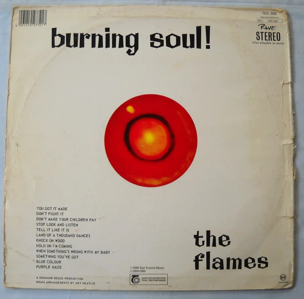 THE FLAMES, Burning Soul! (Teal Record Company; GSL 333, South Africa 1989 Reissue), SALE - Up to 50% Off the Original Price LP VG/VG+ - Image 2