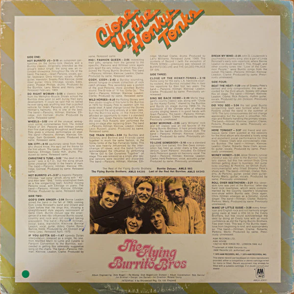 THE FLYING BURRITO BROS, Close Up The Honky Tonks (A&M Records; AMLH 63631, UK 1974, Gatefold), SALE - Up to 50% Off the Original Price 2xLP G+/VG+ - Image 2