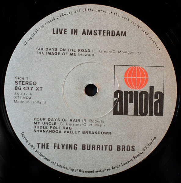 THE FLYING BURRITO BROS, Live In Amsterdam (Ariola; 86 439 XCT, Netherlands 1973 Reissue, Gatefold) LP VG/VG - Image 3