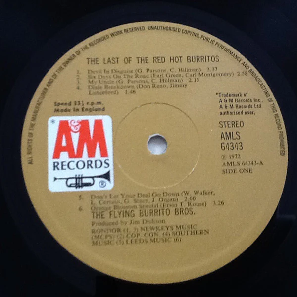 THE FLYING BURRITO BROS, The Last Of The Red Hot Burritos (A&M Records; AMLS 64343, UK 1972, Laminated Gatefold Sleeve) LP VG/VG+ - Image 3