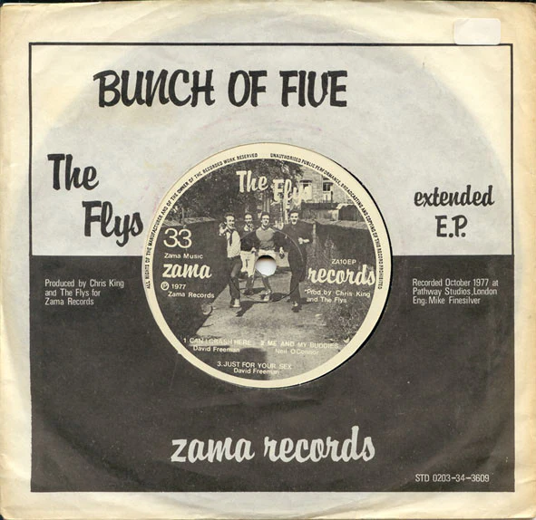 THE FLYS, Bunch Of Five Extended E.P. (Zama Records ; ZA10EP, UK 1977, Die Cut Picture Sleeve) 7" EP VG/VG