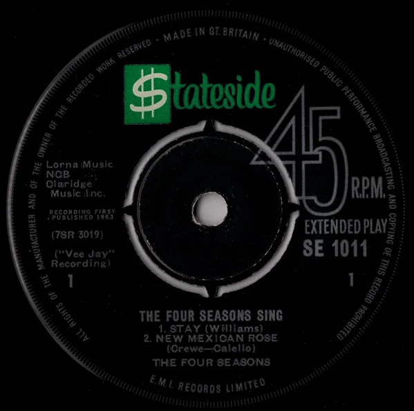 THE FOUR SEASONS, The Four Seasons Sing Stay (Stateside; SE 1011, UK 1963, Laminated Flipback Sleeve) 7" EP VG/VG - Image 3