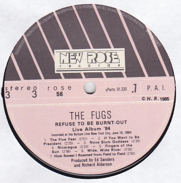THE FUGS, Refuse To Be Burnt-Out (Live Album '84) (New Rose Records; ROSE 56, France 1985, Inner) LP VG+/VG+ - Image 3