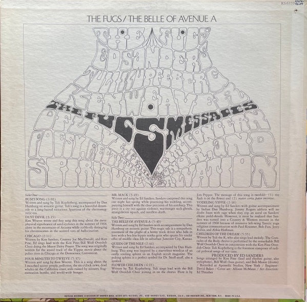 THE FUGS, The Belle Of Avenue A (Reprise Records; RS 6359, US 1969, Pasteback Sleeve, Company Inner, Pitman Pressing) LP VG/VG+ - Image 2