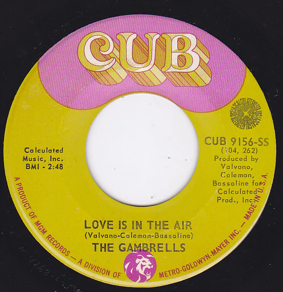 THE GAMBRELLS, Love Is In The Air / I'm In Love Again For The First Time (Cub; CUB-9156-SS, US 1968), SALE - Up to 50% Off the Original Price  7" /VG+