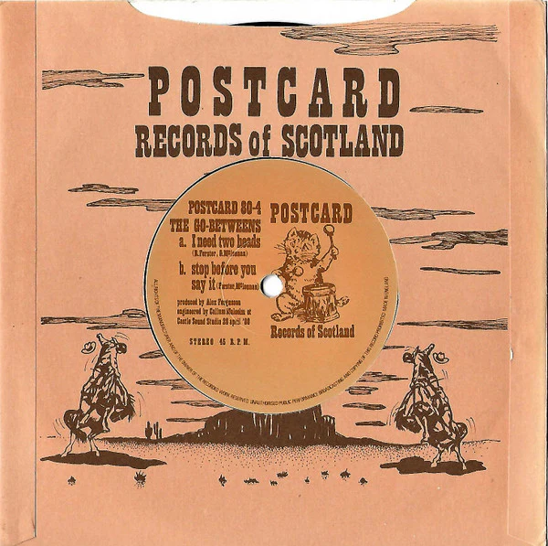 THE GO-BETWEENS, I Need Two Heads / Stop Before You Say It (Postcard Tan; Postcard80-4, UK 1980 Reissue, Company Sleeve) 7" VG+/VG+ - Image 2