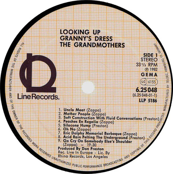 THE GRANDMOTHERS, Looking Up Granny's Dress (Line Records; 6.25048 AP, Germany 1982), SALE - Up to 50% Off the Original Price LP VG/G+ - Image 3