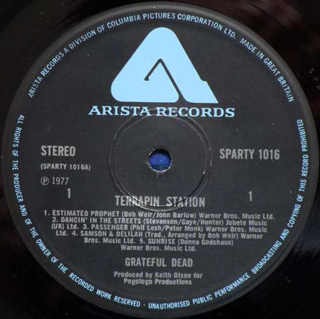 THE GRATEFUL DEAD, Terrapin Station (Arista; SPARTY1016, UK 1977, Inner) LP VG/VG+ - Image 3
