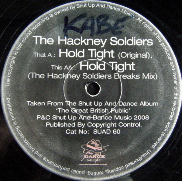 THE HACKNEY SOLDIERS, Hold Tight (Shut Up And Dance Records; SUAD 60, UK 2008, Die Cut Company Sleeve) 12" VG/VG+