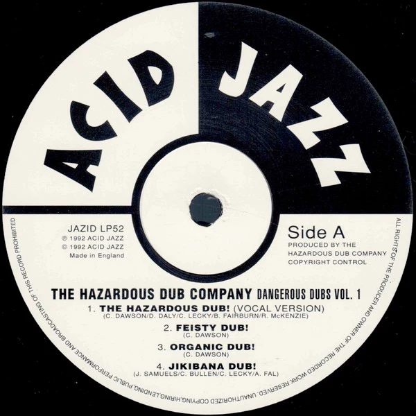 THE HAZARDOUS DUB COMPANY, Dangerous Dubs Vol. 1 (Acid Jazz; JAZID LP 52, UK 1992) LP EX/VG+ - Image 3