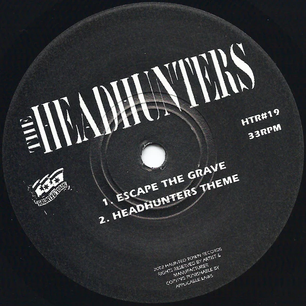 THE HEADHUNTERS, Escape The Grave (Haunted Town Records ; HTR#19, US 2002, Promo Sleeve, Fold Over Sleeve, Black Vinyl With Promo Sleeve), SALE - Up to 50% Off the Original Price 7" EP VG+/EX - Image 3